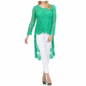 AZI Green Crochet High-Low Beth Top XL